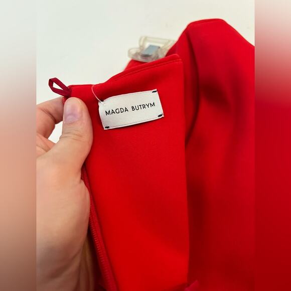 Magda Butrym Corset Mini Dress strapless structured Red Babydoll size 38 FR US 6 - Picture 8 of 11